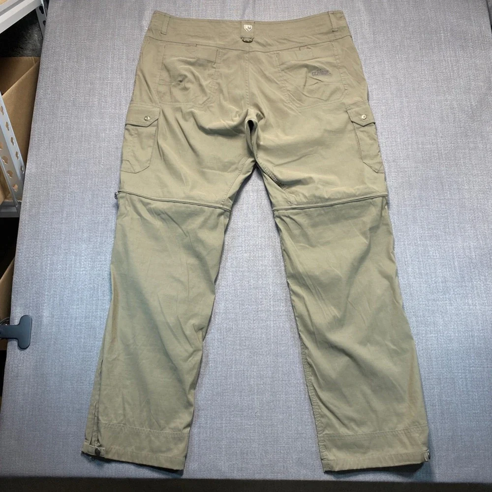Kuhl Renegade Convertible Stealth Pants Mens 40x32 Khaki Tan ZipOff Hiking Cargo
